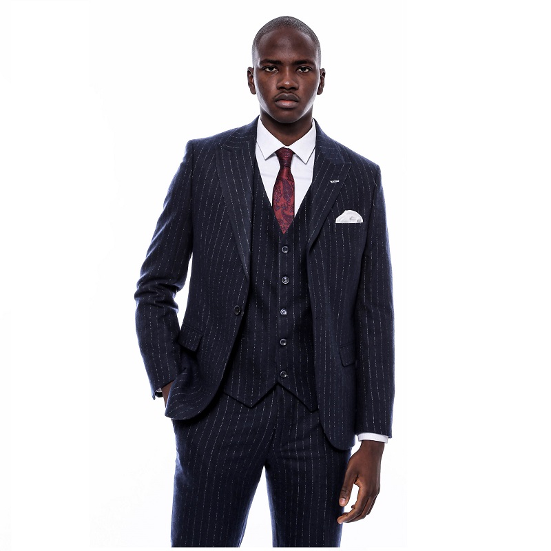 Ανδρικό SlimΑνδρικό Slim-Fit κοστούμι με μοτίβο Σκούρο ΜπλέFit κοστούμι