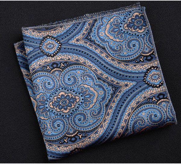 Τετράγωνο μαντήλι τσέπης με μπλε λαχούρια