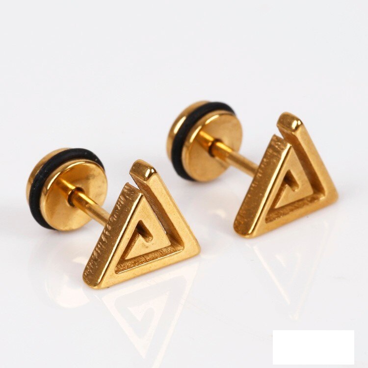 Πολυτελή ανδρικά σκουλαρίκια Γεωμετρικά σχήματα Black - Gold