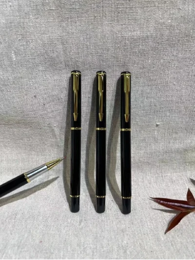 Πολυτελές ανδρικό μεταλλικό στυλό από ανοξείδωτο ατσάλι Μαύρο Χρυσο