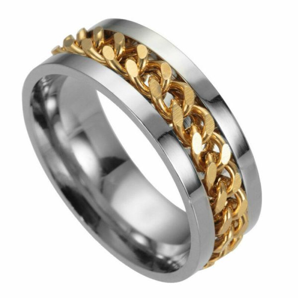 Ασημένιο-Χρυσό Δαχτυλίδι τιτανίου δίχρωμο