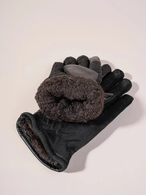 Ανδρικά δερμάτινα γάντια μαύρα για touch οθόνες