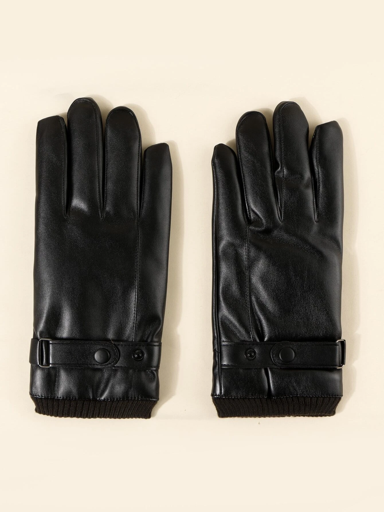 Ανδρικά δερμάτινα γάντια μαύρα με επένδυση