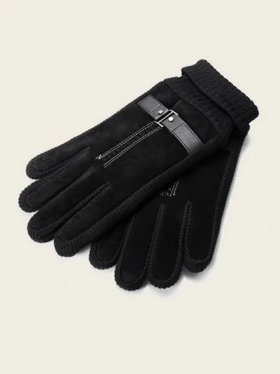Ανδρικά υφασμάτινα γάντια μαύρα με σχέδιο