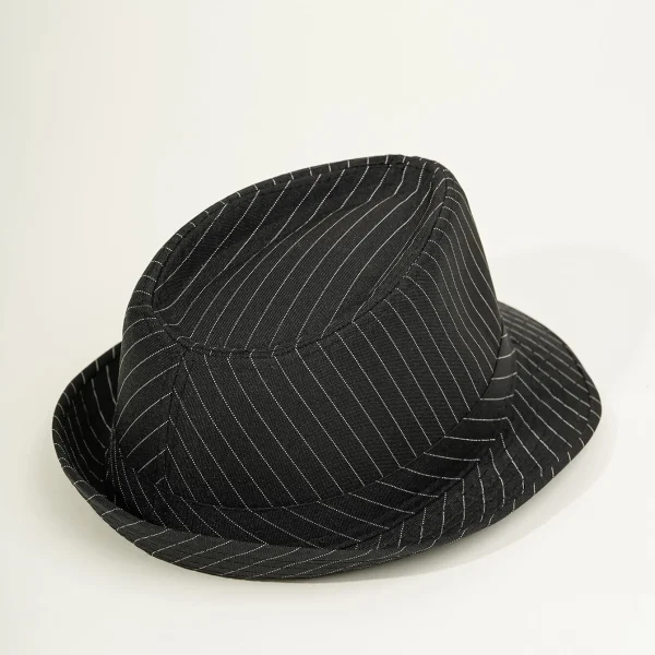 Ανδρικό καπέλο μαύρο ριγέ Fedora