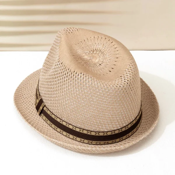 Ανδρικό καπέλο χακί Fedora ντεκόρ με ταινία Hollow Out
