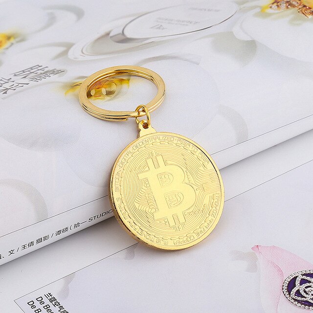 Ανδρικό μπρελόκ Bitcoin χρυσαφί