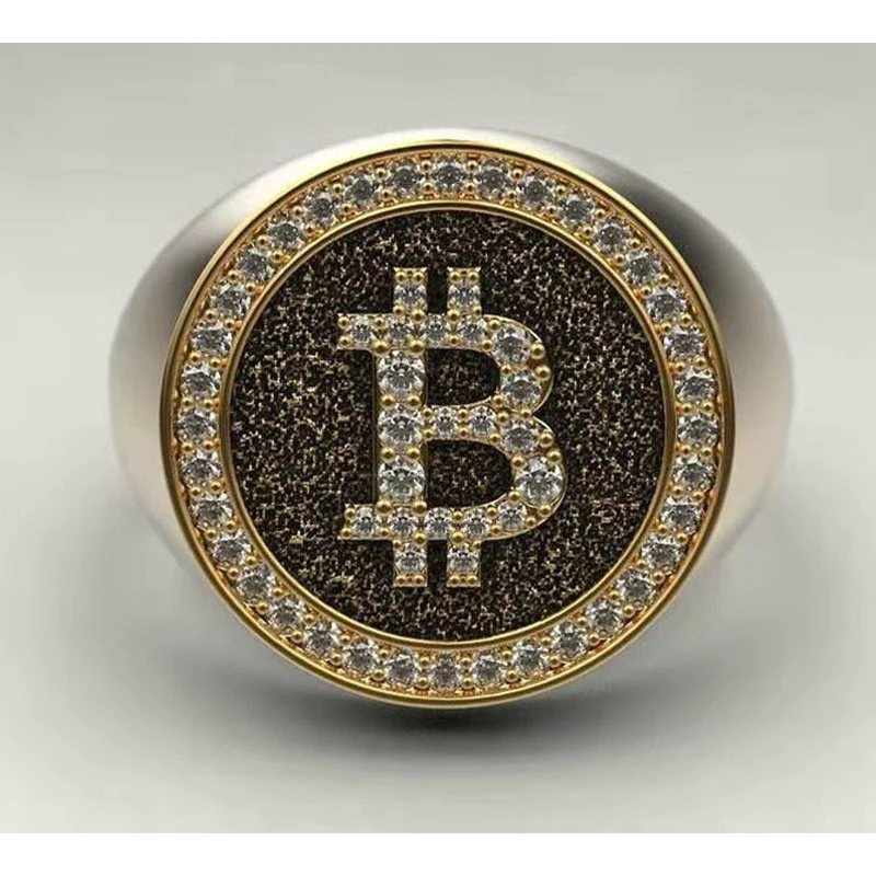 Ανδρικό δαχτυλίδι Bitcoin χρυσαφί