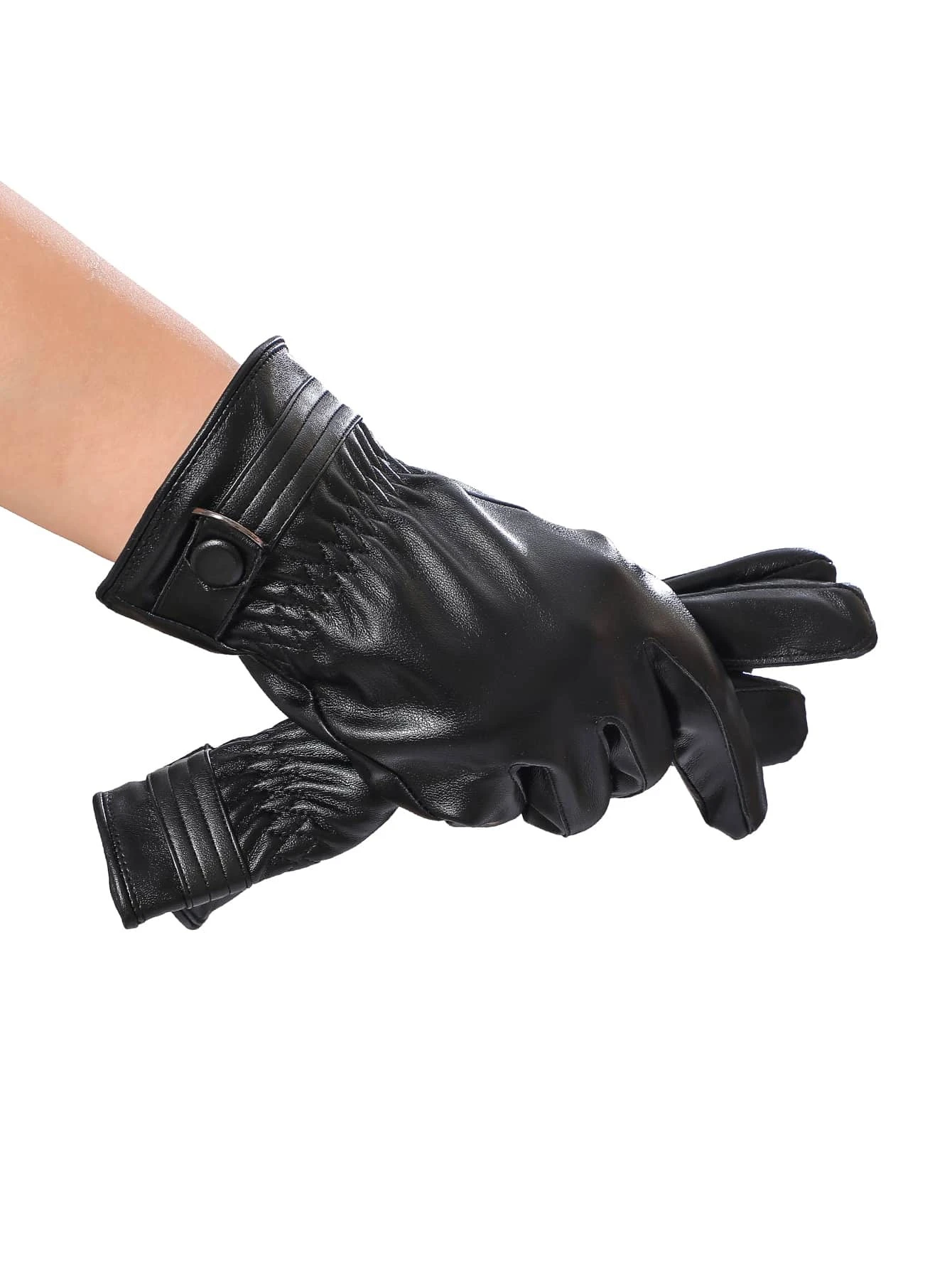 Ανδρικά δερμάτινα γάντια μαύρα με touchscreen