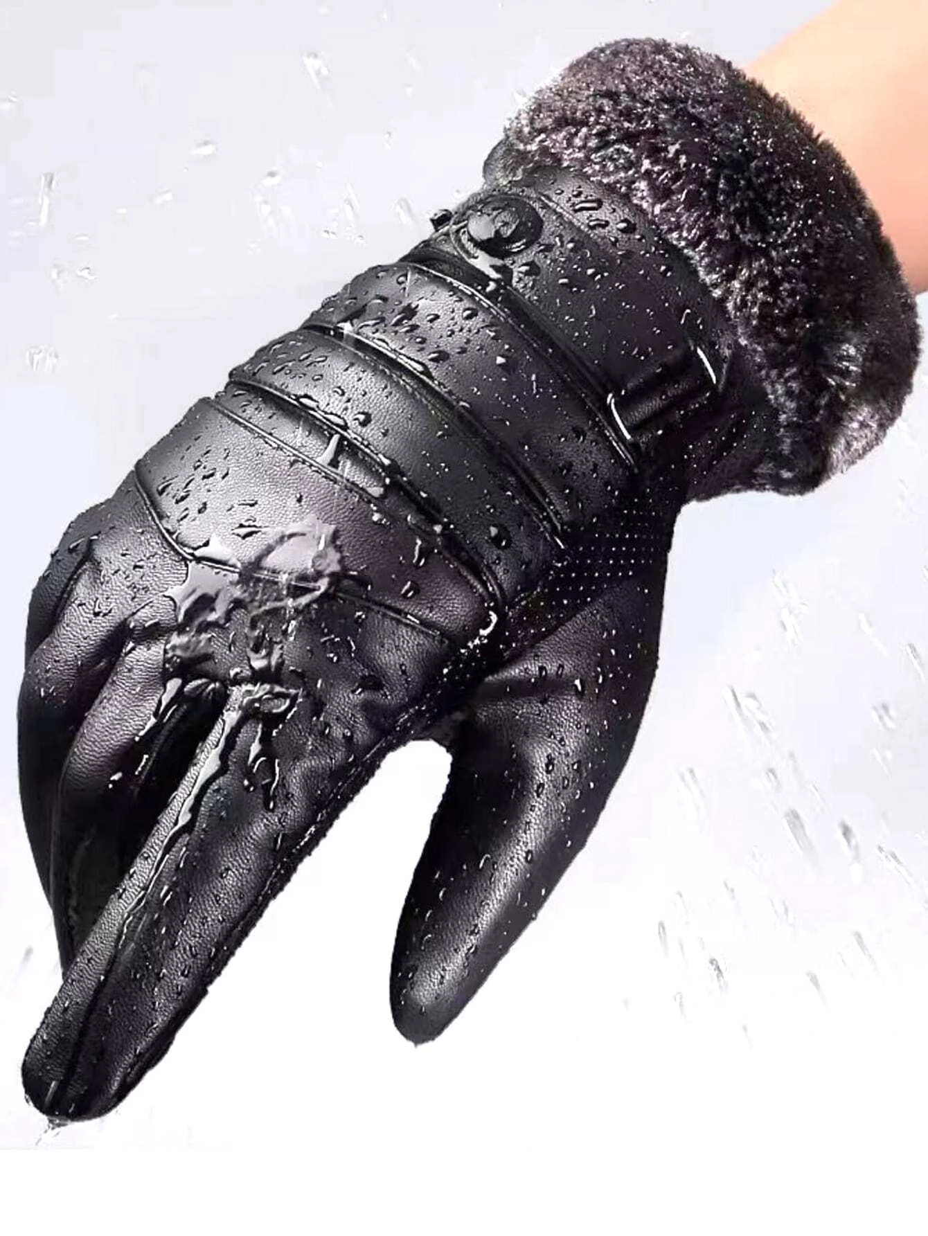 Ανδρικά χνουδωτά γάντια μαύρα
