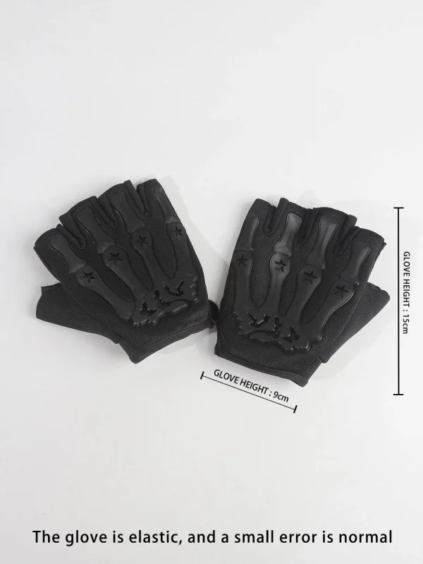 Ανδρικά πολυεστερικά αθλητικά γάντια μαύρα skeleton