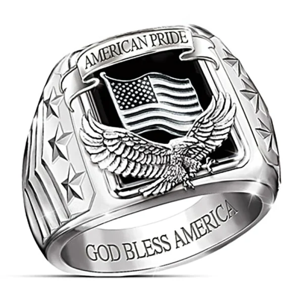 Ανδρικό δαχτυλίδι bless America ασημί αετός