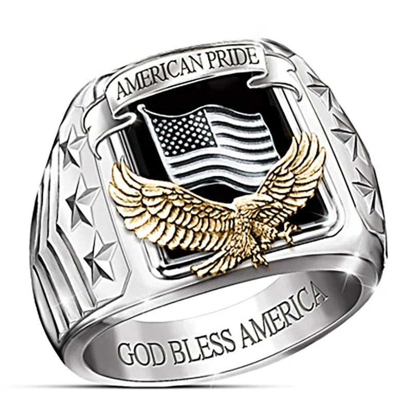 Ανδρικό δαχτυλίδι bless America χρυσαφί αετός