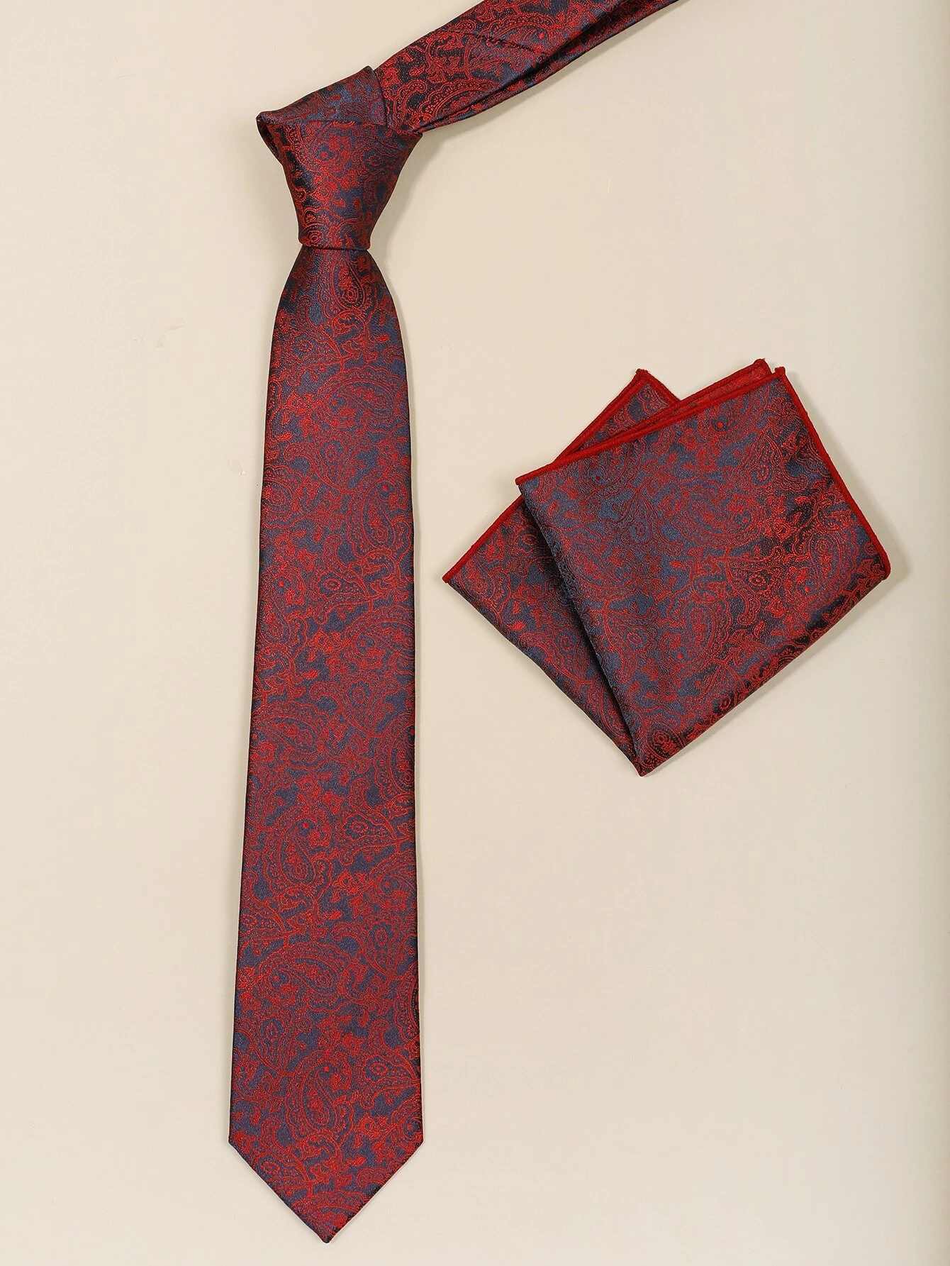 Σετ επίσημη στενή γραβάτα midnight red