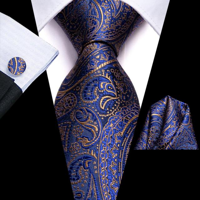Μεταξωτή γραβάτα μαντήλι μανικετόκουμπα μπλε λαχούρια