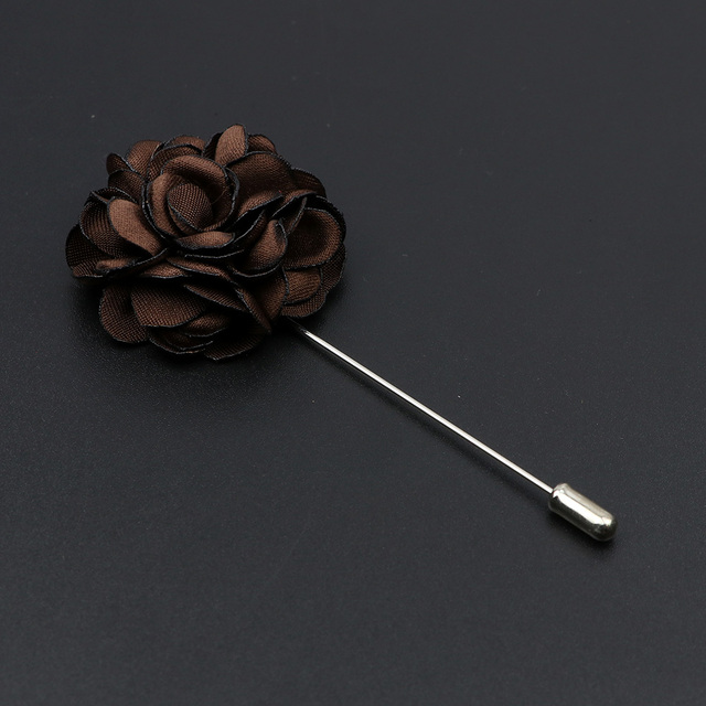 Πολυτελής καρφίτσα πέτου λουλούδι σκούρο καφέ