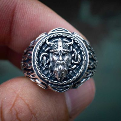 Ανδρικό vintage δαχτυλίδι ασημί Vikings warriors