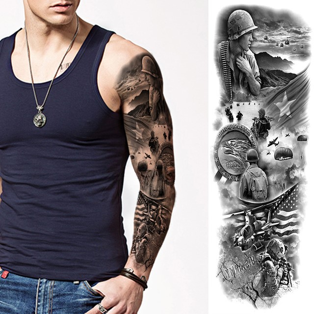 Ανδρικό αδιάβροχο προσωρινό τατουάζ μανίκι πόλεμος