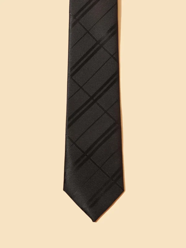 Πολυτελής ανδρική μαύρο καρώ γραβάτα