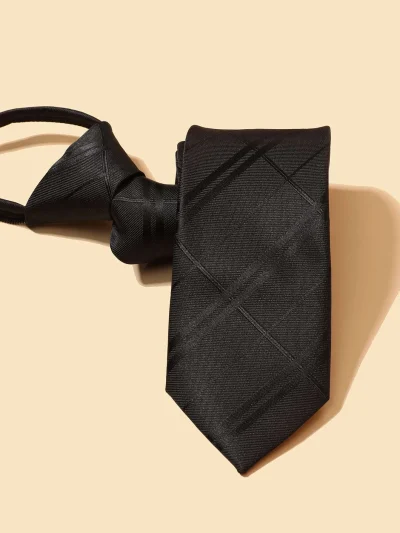 Πολυτελής ανδρική μαύρο καρώ γραβάτα