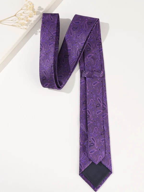 Ανδρική γραβάτα με σχέδιο Paisley μωβ