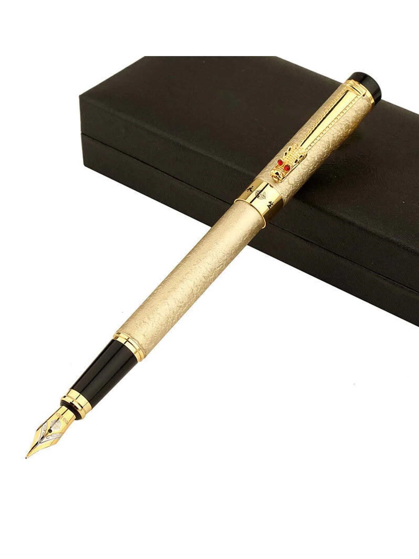 Μοντέρνο στυλό χρυσό δράκος με θήκη