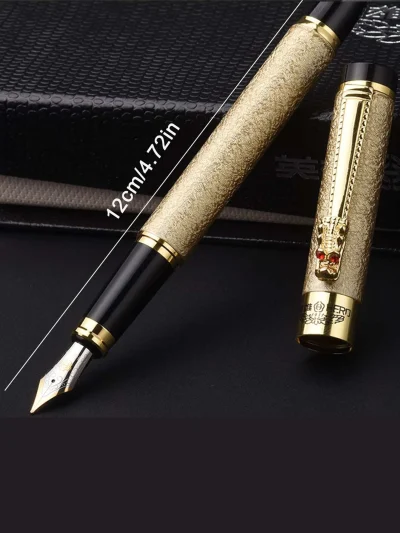 Μοντέρνο στυλό χρυσό δράκος με θήκη