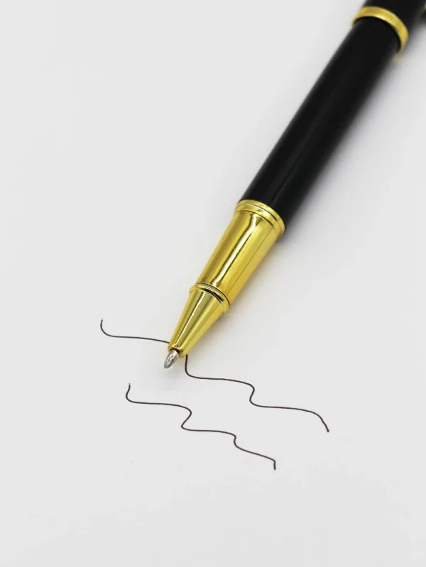 Μοντέρνο στυλό χρυσό μαύρο με θήκη I