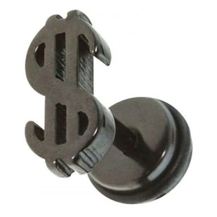 Ανδρικά σκουλαρίκια με σχέδιο Δολλάριο Μαύρο