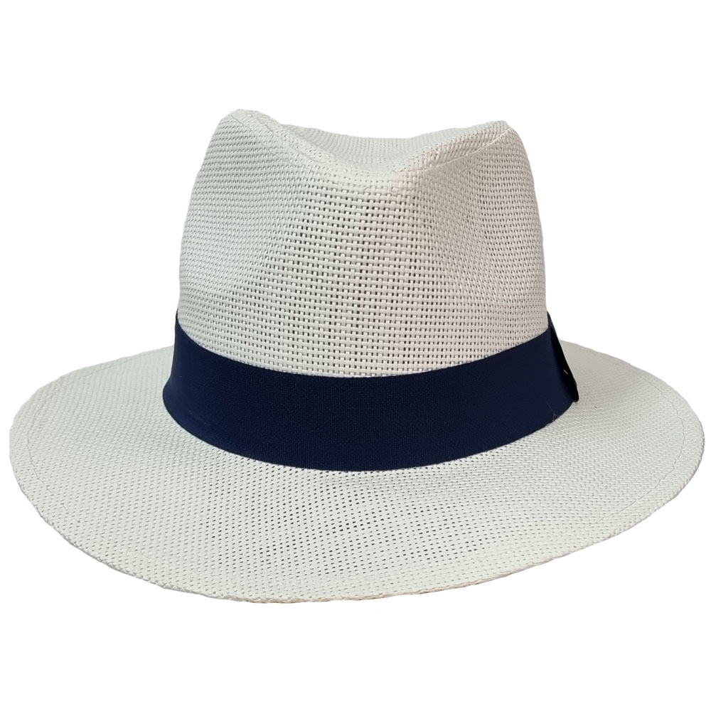 Λευκό Panama καπέλο με μπλε κορδέλα