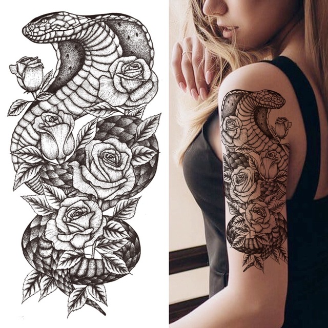 Ανδρικό αδιάβροχο προσωρινό τατουάζ μανίκι Snake