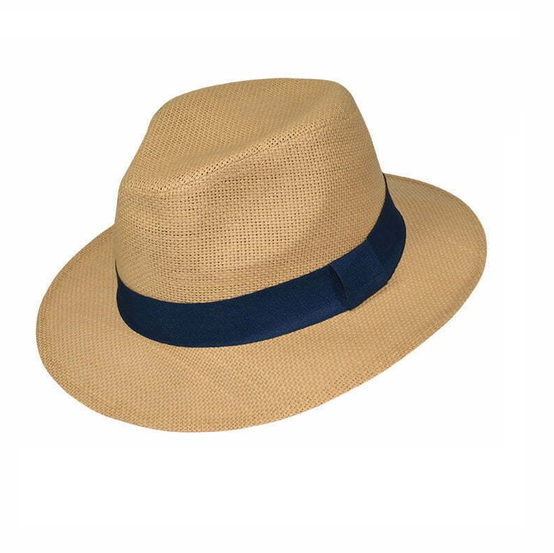 Καπέλο τύπου Panama με μπλε κορδέλα
