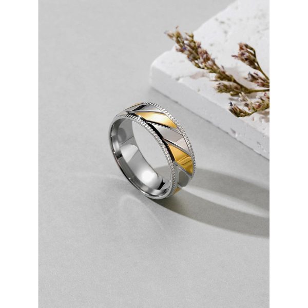 Ανδρικό ατσάλινο δαχτυλίδι ασημί-χρυσό