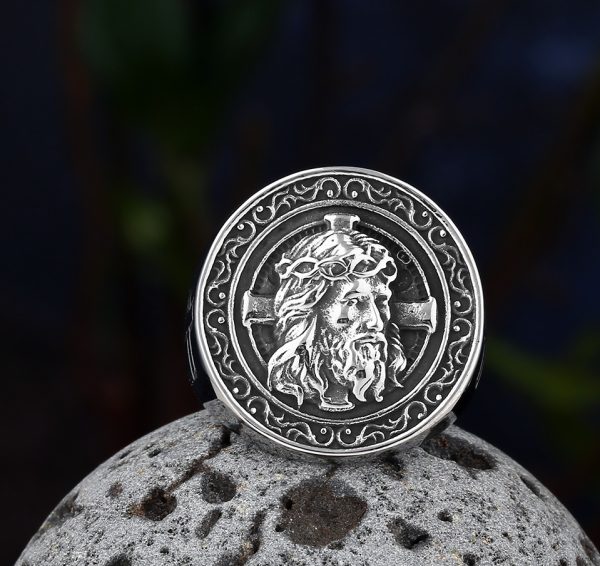 Ανδρικό vintage δαχτυλίδι ασημί Ιησούς