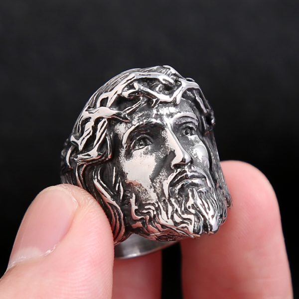 Ανδρικό vintage δαχτυλίδι ασημί Ιησούς