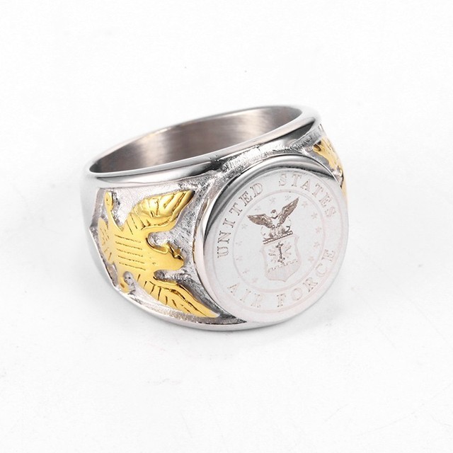 Ανδρικό δαχτυλίδι χρυσό ασημί US Air Force