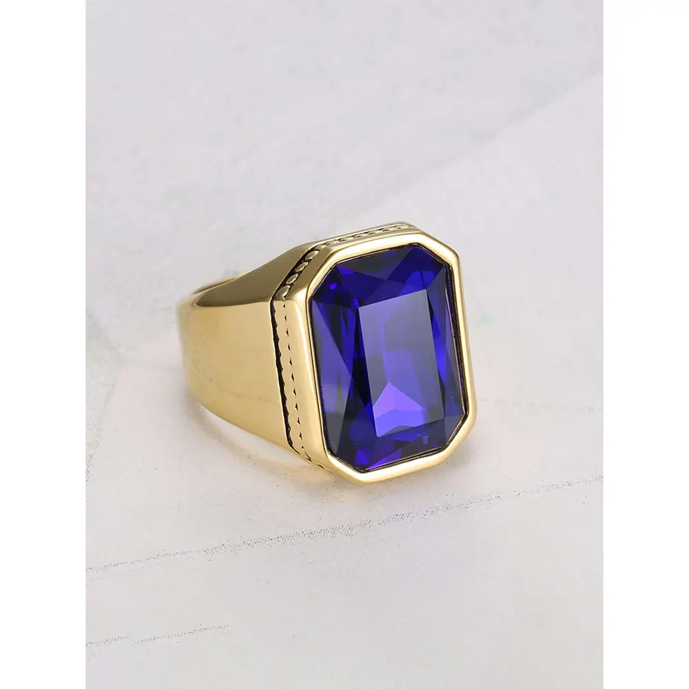 Ανδρικό δαχτυλίδι χρυσό με μπλε πέτρα