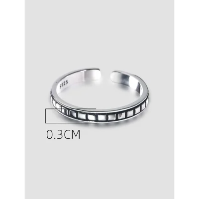 Μοντέρνο ριγέ μίνιμαλ ασημένιο δαχτυλίδι S925 I