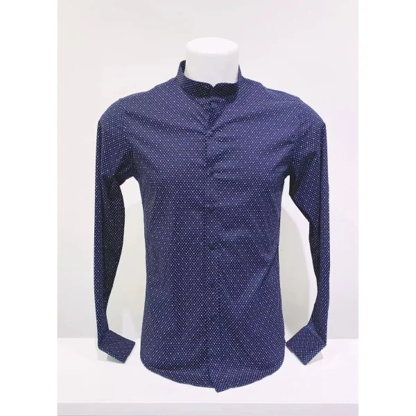 Ανδρικό μακρυμάνικο πουκάμισο με σχέδιο μπλε σκούρο