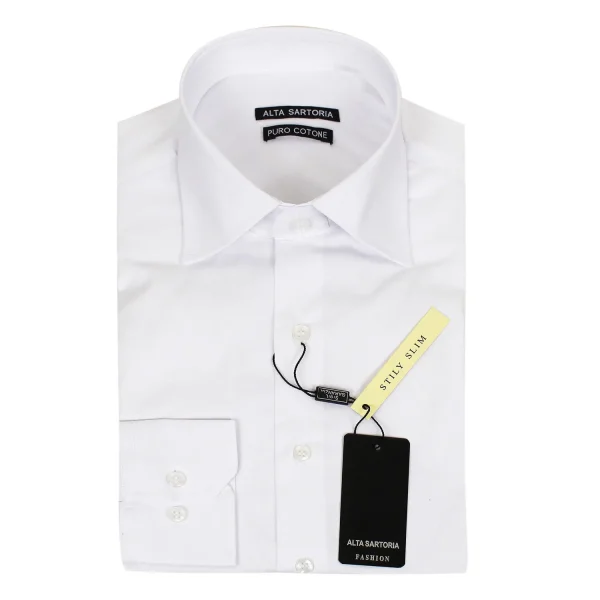 Ανδρικό μακρυμάνικο πουκάμισο μονόχρωμο λευκό Ι