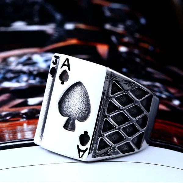 Ανδρικό ατσάλινο δαχτυλίδι ασημί ποκερ