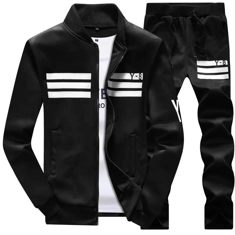 Men's tracksuit set pants jacket black