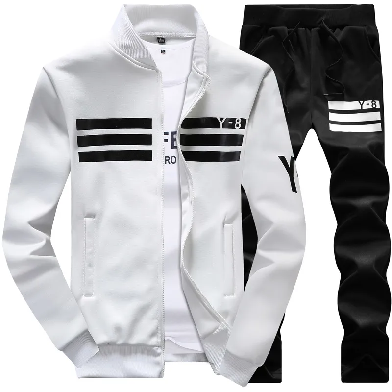 Men's tracksuit set pants jacket white