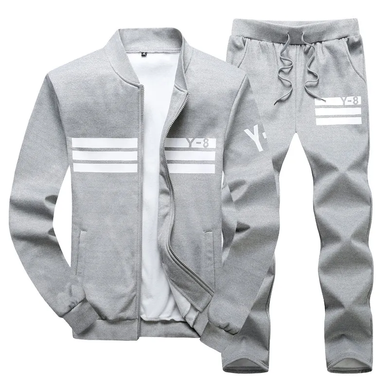 Men's tracksuit set pants jacket grey