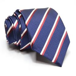 Formal tie blue with white red stripe