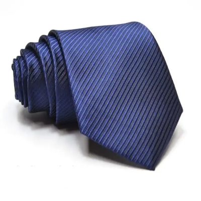 Formal blue tie with thin lines