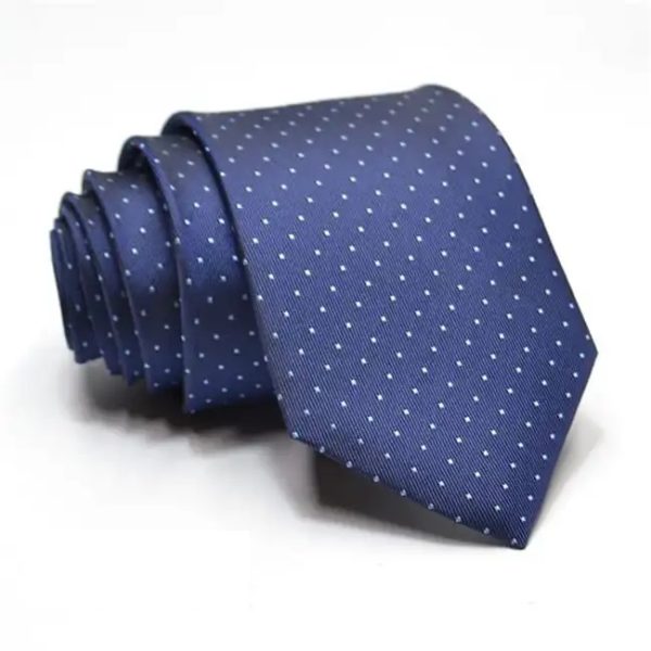 Formal tie blue with white polka dots