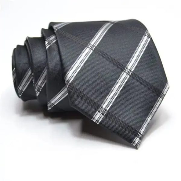 Formal tie black with white stripe