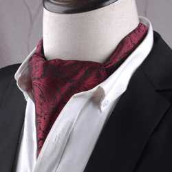 Black ascot tie with minimal red design