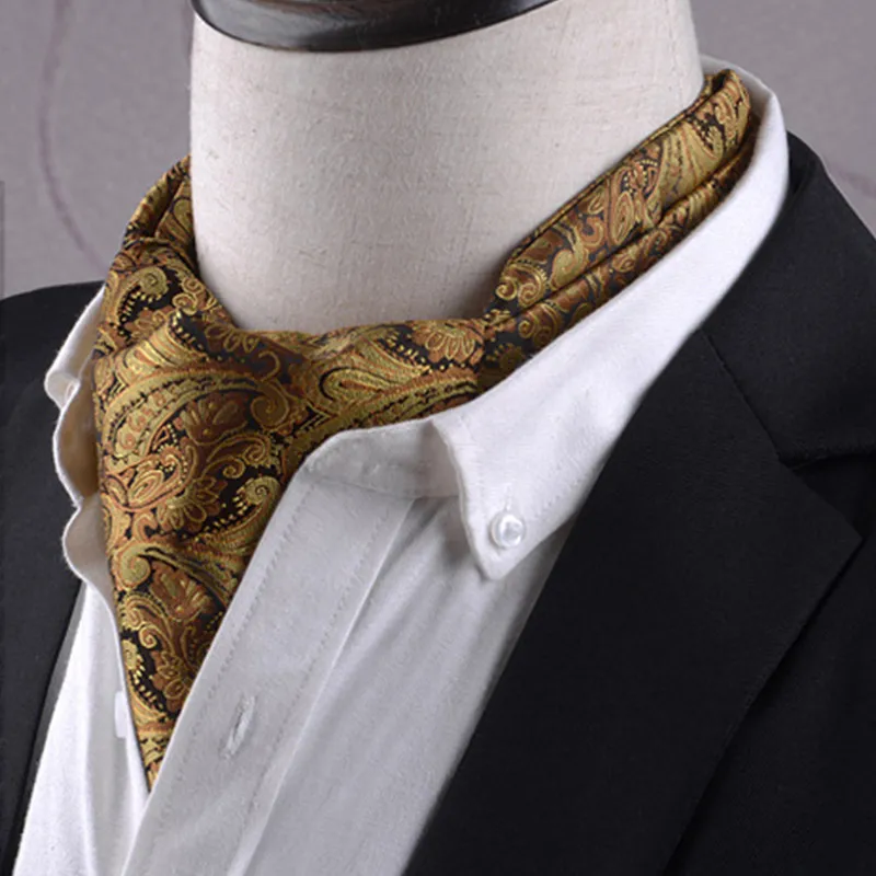 Ascot tie with with a brown gold lachuri design